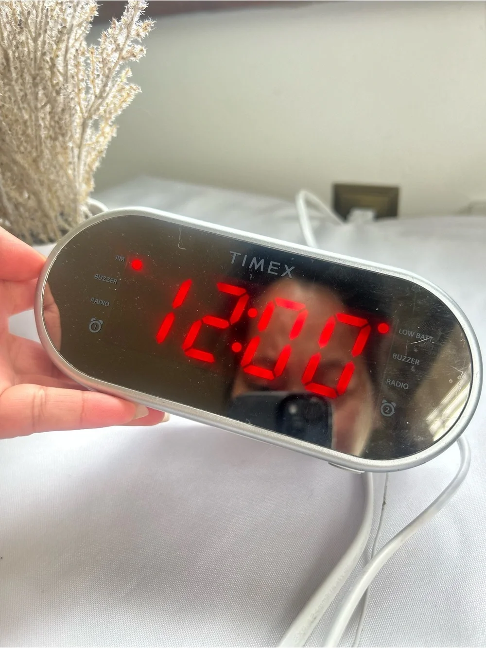Timex Digital Alarm Clock - White with Red LED